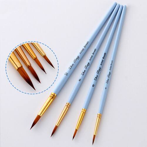 4pcs Acrylic Nylon Hair Wooden Handle Watercolor Paint Brush