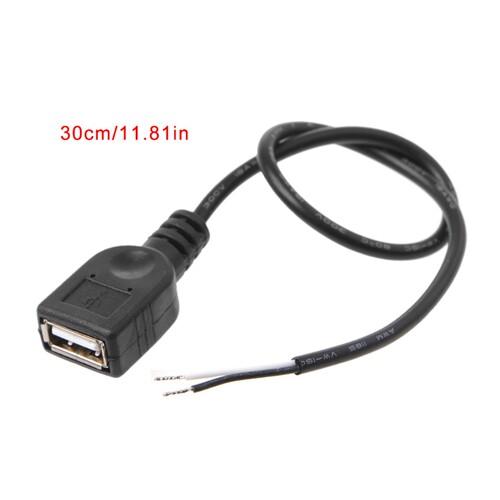 1Pc USB 2.0 Female Jack 2 Pin 2 Wire Power Charge Cable Cord