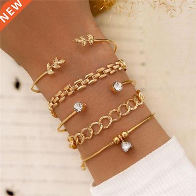 LETAPI Rhinestone Geometric Chain Bracelets Set for Women Bo