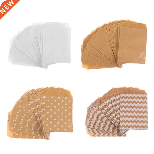 50pcs 15*10CM Wave Dot Kraft Paper Candy Biscuit Bags Packin