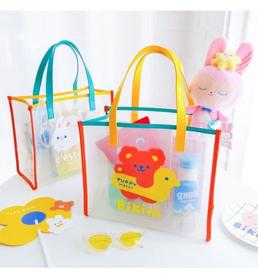 Bear Jelly Handbag Girls Transparent Travel Beach Bag Women