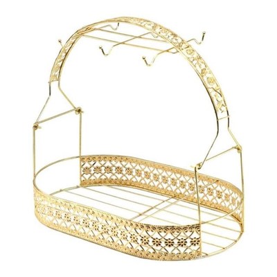 Basket Holder, Wrought Iron Coffee Mug Cup Holder Dishes Org