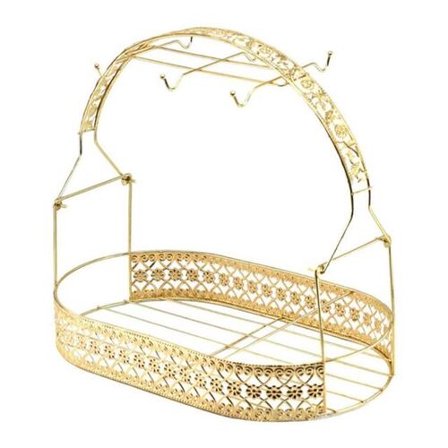 Basket Holder, Wrought Iron Coffee Mug Cup Holder Dishes Org