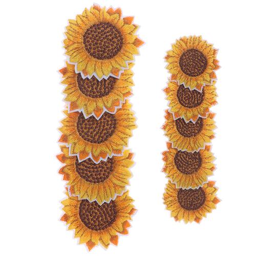 5pcs/lot  Embroidered Sunflower Patch Iron On Sew On Flow