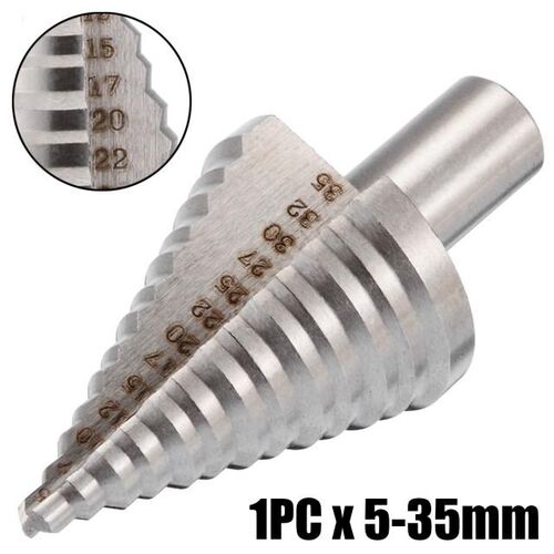 Durable 5-35mm HSS Spiral Grooved Cone Step Drill Bit Hole C