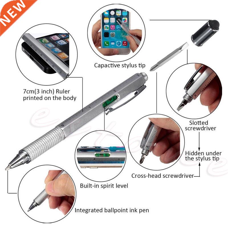 New 6 In 1 Touch Stylus allpoint Pen With Spirit Level Rule