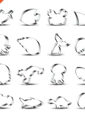 449C 16pcs/set Ocean World Stainless Steel Cookie Biscuit Cu