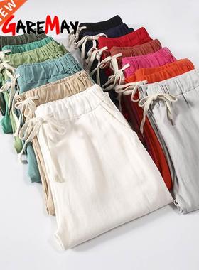 Garemay Cotton Linen Pants for Women Trousers Loose Casual S