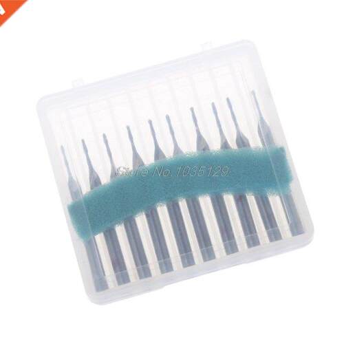 10Pcs/Set 1/8 1mm Double Flute Spiral Carbide Flat Nose End