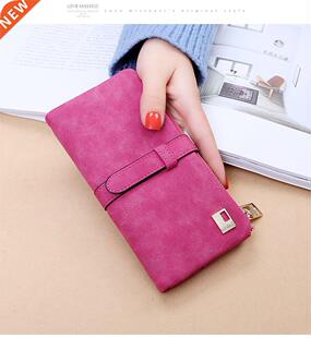 2021 New Fashion Women Wallets Drawstring Nubuck Leather Zip