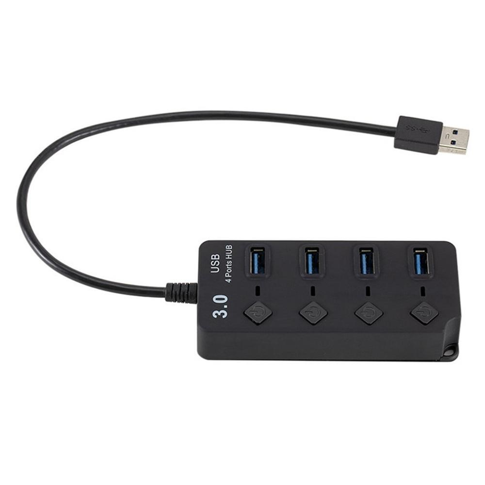 4-Port USB 3.0 Hub With Led Switch 1-Foot Cable Multiport US