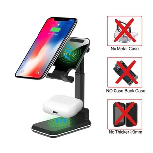 3 in 1 Dual Wireless Charger Desktop Phone Stand Holder Tele