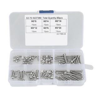 90pcs M3 Screws Pan Head Hex Socket Bolt Screws Assortment K