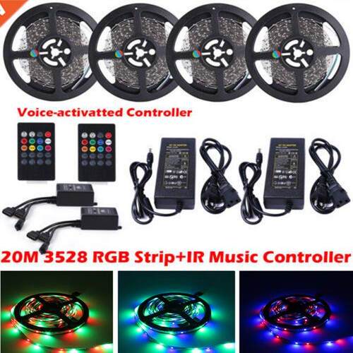 5M 10M 20M 528/285 RGB LED Strip Lights Tape +20key Music