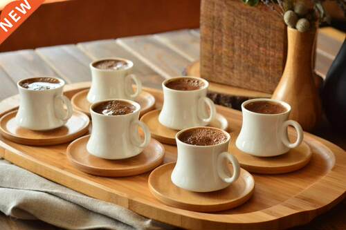 Trtional Turkish Coffee Cup Boxed Set with 6 Cups and 6