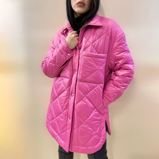 Malina Front Buttons Parkas Women Fashion Simple Argyle Coat