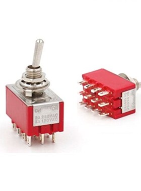 2 Pcs AC 250V 2A 120V 5A 12 Pin 4PDT MTS-402 ON/ON  MTS-403