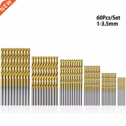 60Pcs Titanium Coated HSS Drill Bits 1/1.5/2/2.5/3/3.5mm Hig