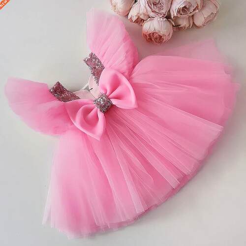 Wedding Party Dress for Girl Flower Bow Elegant Evening Dres
