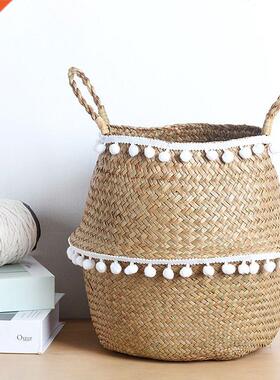 Wicker Basket Hanging Plant Baskets Garden Flower Vase Pot