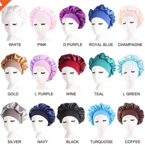 1pc Satin Sleeping Hat Night Sleep Hair Care Bonnet Nightcap