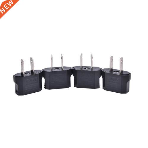 4pcs Black EU To US AC Power Plug Travel Converter Adapter