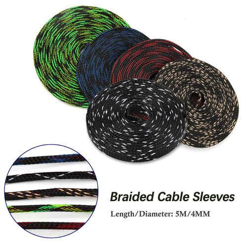5M 4mm Braided Cable Sleeves Expandable Tight PET Nylon High