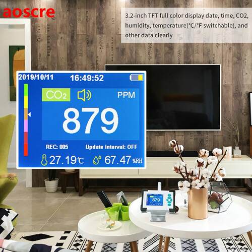 Carbon Dioxide Detector with Rechargeable Battery Portable C