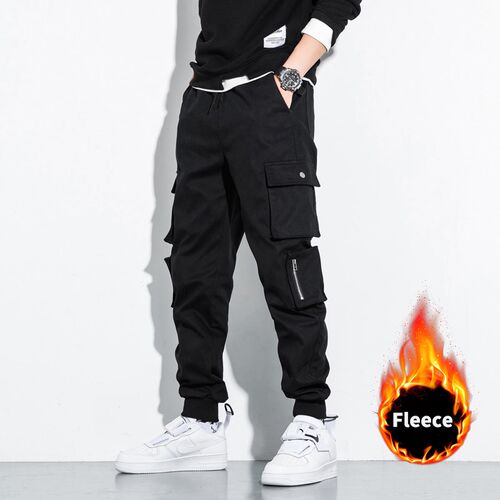 Winter Thick Warm Fleece Cargo Pants Men 2021 New Streetwear