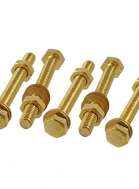 Brass Male Thread Hex Screw Bolt Nut Washer Set, 6mmx50mm, 5