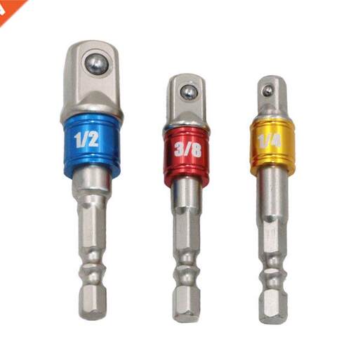 3pcs Steel Socket Adapter Hex Shank Set Extenson Drll Bts