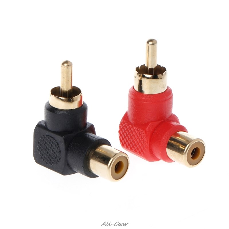2 Pcs RCA Connector Plug Adapters Male to Female 90 Degree R