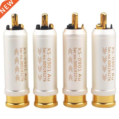 4Pcs Gold Plated RCA Plug Red Copper Shell Amplifier Hifi Au