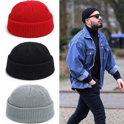 Knitted Hats for Women Skullcap Men Beanie Hat Winter Retro