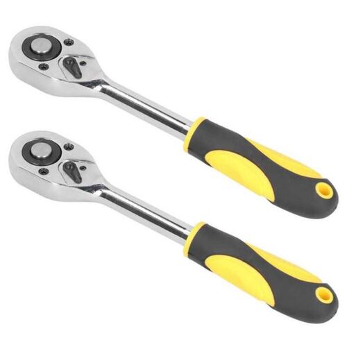 2Pcs Ratchet Wrench Yellow High Torsion Reparing Hand Tools