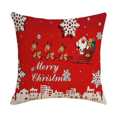 Christmas Square Pillowcase Home Decor Linen Pillow Cases