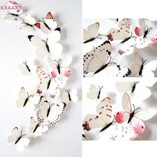 12pc 3D PVC Double Butterfly Wall Sticker for Home Decoratio