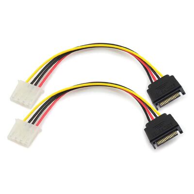 2 Pieces SATA 15-Pin Power Adapter Line to IDE 4Pin Female P