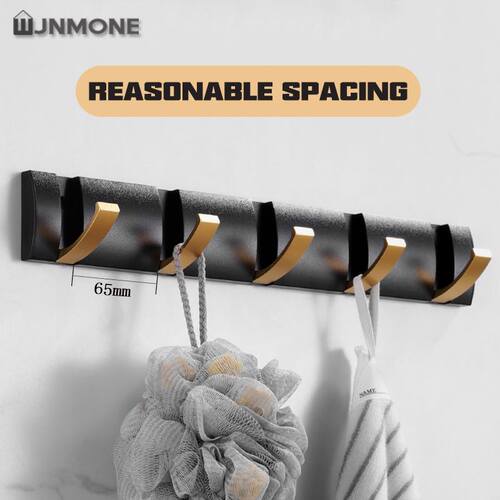Black Golden Robe Hooks Folding Towel Hanger Nail Free Insta