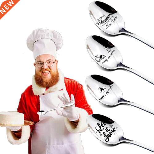 Metal Merry Christmas Spoons Xmas Tableware Pendants Drop Or