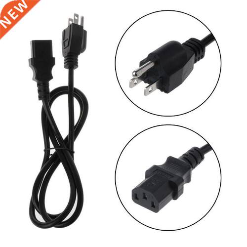 Black PVC US Plug 3-Pin AC Power Cord Cable Cable Wire 1.2m