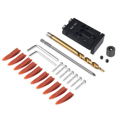 Pocket Hole Jig Kit with Build-in Scale, 25 Pcs Woodworking