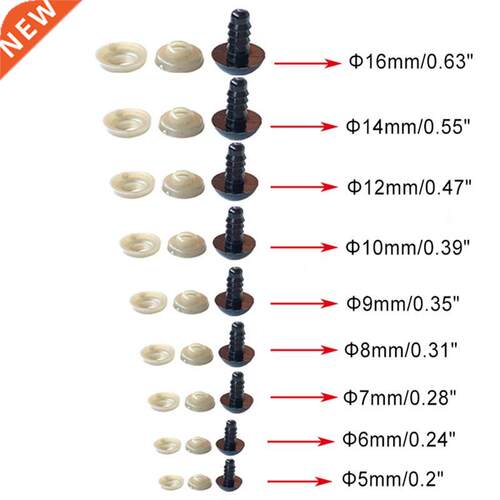100Pcs/Bag DIY Doll Toy Eyes Black Plastic Safety Eyes Puppe