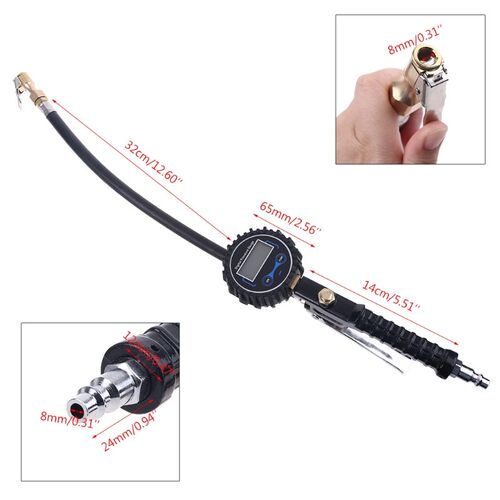 Digital Tire Inflator Pressure Gauge with 32cm 12