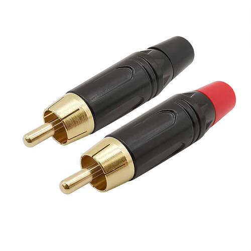 10Pcs Gold Plated RCA Male Plug Connector Pigtail Audio Spea