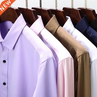 Anti-Wrinkle No-Ironing Elasticity Slim Fit Men Dress Casual