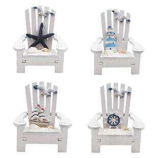 Small Wooden Beach Chair Model Decorated with Lighthouse Shi