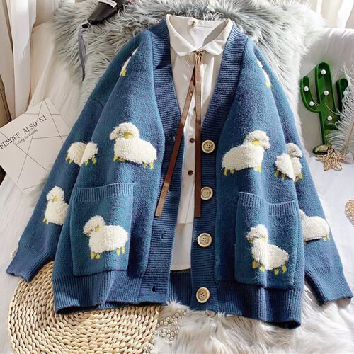 Autumn Winter Knitted Female Cardigan Loose Streetwear Knit