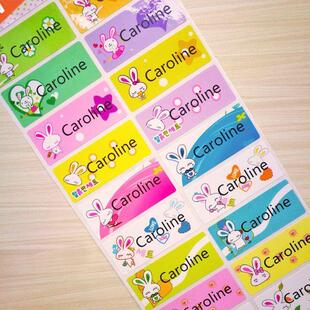 Customize Label Name Sticker Cute Rabbit Children Stickers W