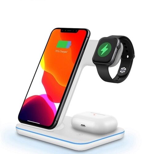 15W 3 in 1 Qi Fast Wireless Charger Pad Dock Station For iPh